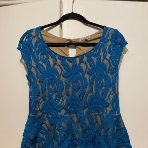 Charlotte Russe Blue Lace Overlay Blouse